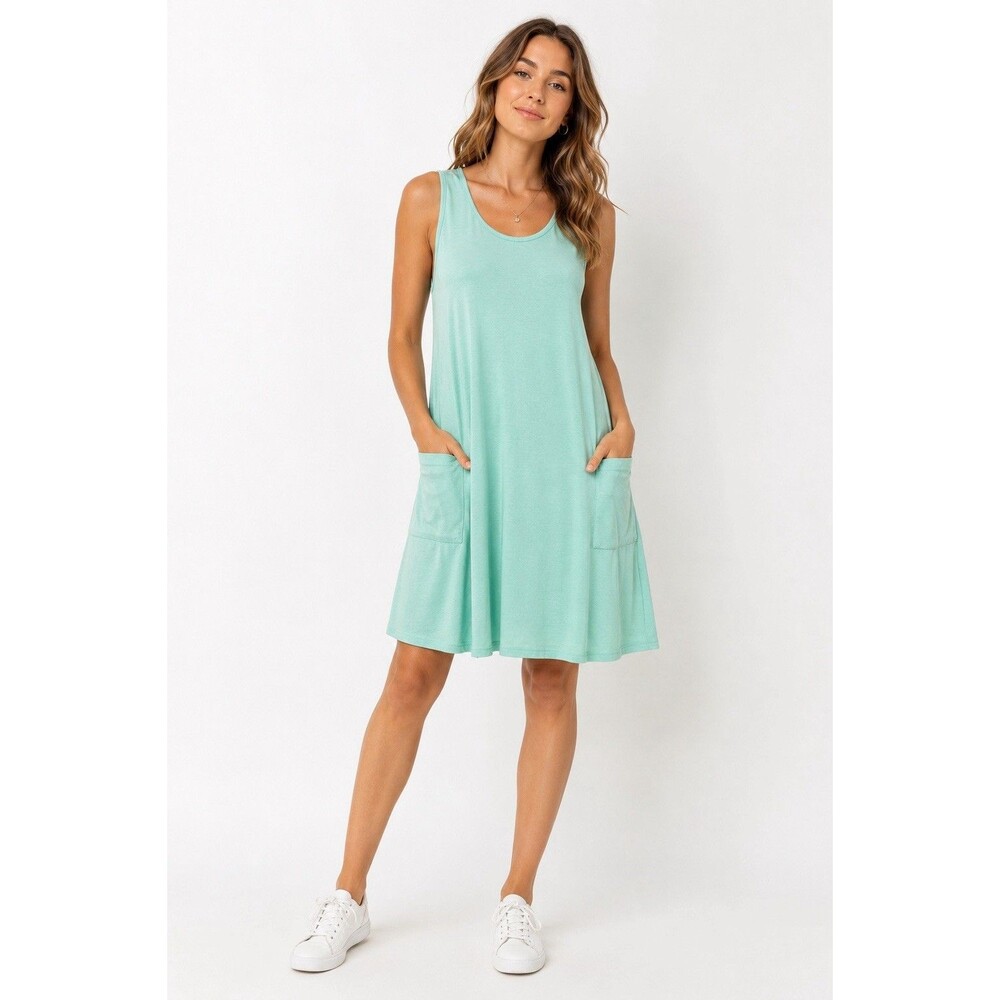 BKRIVE Mint Green Sleeveless Pocket Swing Dress Women’s Small Soft Stretch NWT